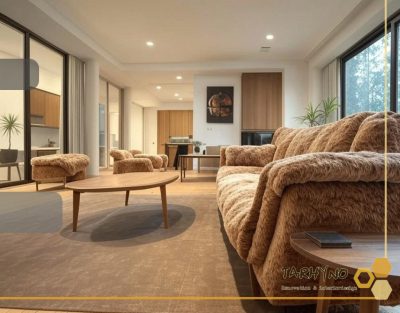 طراحی داخلی نشیمن در طراحی دکوراسیون داخلی ویلا در لواسان- ویلای محلی لواسان