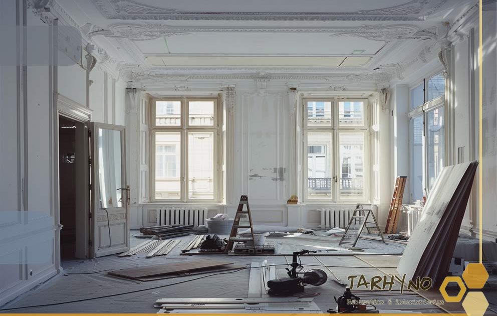 صفر تا صد بازسازی خانه: از کجا شروع کنیم؟ 7 بازسازی پذیرایی خانه قدیمی - طرحینو