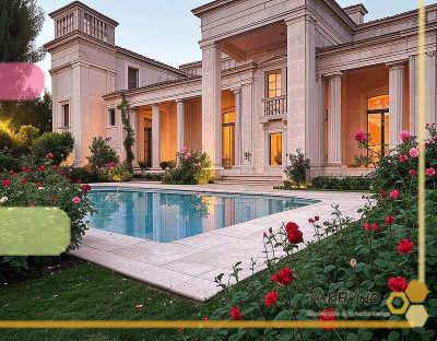 سبک کلاسیک در طراحی داخلی به زبان ساده 2 نمای زیبای یک ساختمان طراحی شده به سبک کلاسیک با ستونهای مرمری