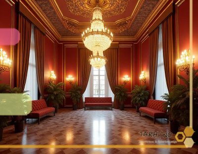 سبک کلاسیک در طراحی داخلی به زبان ساده 9 سالن پذیرایی با مبلمان مجلل و نورپردازی زیبا