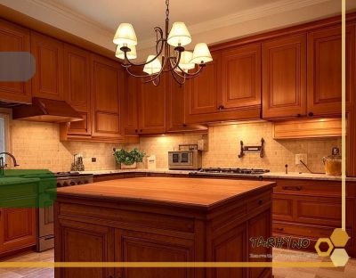 کابینت کلاسیک 1 نورپردازی زیبا در کنار کابینتهای کلاسیک.