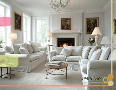 سبک نئوکلاسیک به زبان ساده 8 سالن پذیرایی نئوکلاسیک با مبلمان شیک و رنگهای ملایم