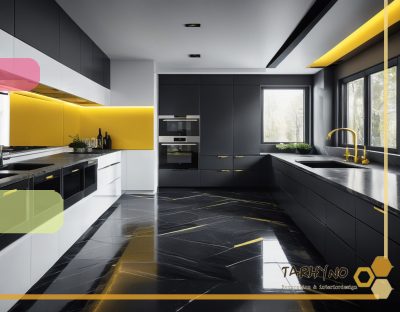 کابینت مدرن سفید سیاه