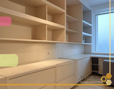 نمایی از کابینت‌های مدرن بدون دستگیره