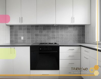 نمای از یک آشپزخانه با کابینت مدرن