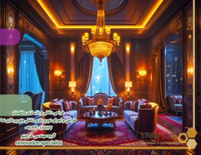 نورپردازی هوشمند رنگی اتاق نشیمن در شمال تهران
